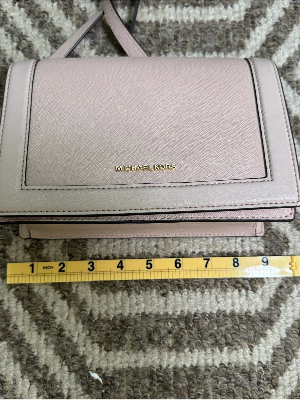 Michael Kors Blush Leather Crossbody Bag with Gold Logo